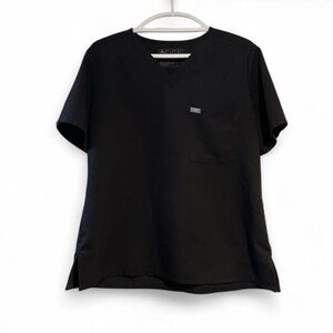 🥳 FIGS Technical Collection Black Scrub Top Size L Medical Nurse Uniform EUC